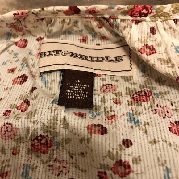 NWT Bit & Bridle Floral Peasant Blouse 2X - Picture 3 of 4